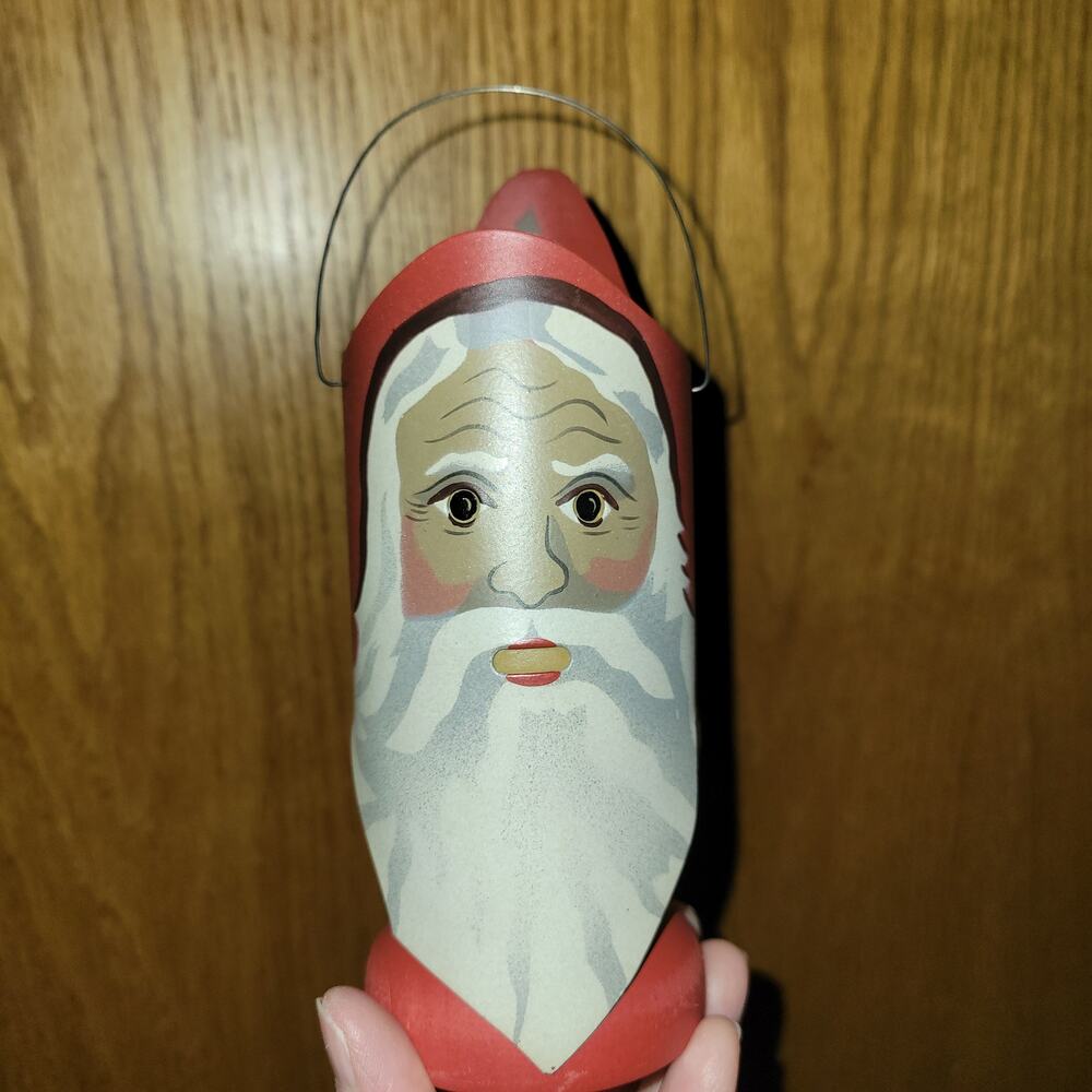 Vintage Folk Art Shadowdancer By Edna Young 1988 Santa Candle Holder Lantern